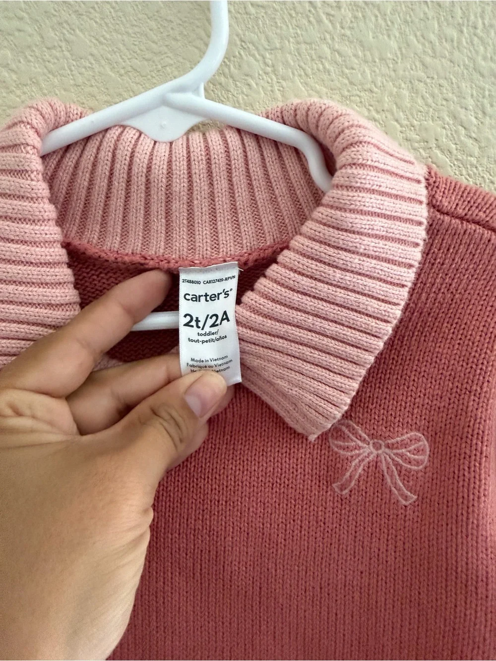 Carter's Pink Two-Tone Knit Sweater with Collar